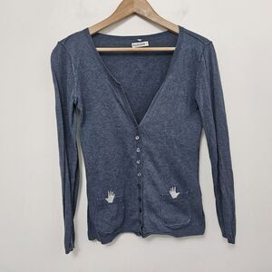 CARLING Women's Blue Long Sleeve Lightweight Cardigan Sweater Size S